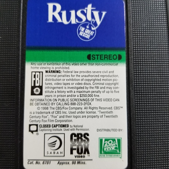 Rusty the Great Rescue (1998 VHS) - Picture 5 of 6
